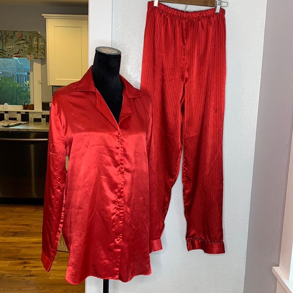 Dentelle red satin pajama set